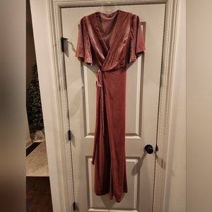 Dusty Rose floor length velvet dress